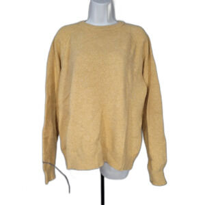 100% mens MEDIUMWEIGHT WOOL good threads mustard yellow crew sweater size large